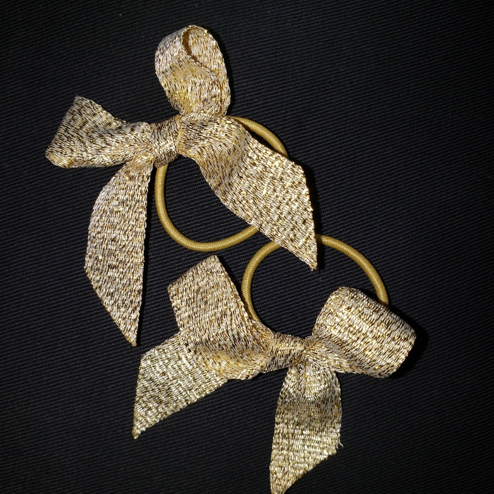 Gold Bow Hair Elastics